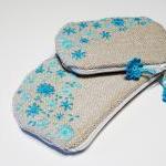 Embroidery Purse Turquoise Flowers 1 Pair Pouch..