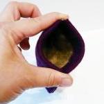 Flex Purse Felt Wallet Eggplant Flowers Flex Pouch..
