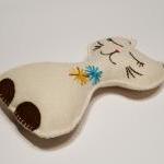 White Felt Cat Toy Stuffed Animal Handmade Safe..