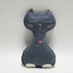 Grey Felt Cat Toy Stuffed Animal Handmade Safe..