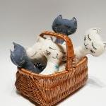Grey Felt Cat Toy Stuffed Animal Handmade Safe..