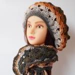 Crochet Hat And Scarf Lace Gradient Spring Boho..