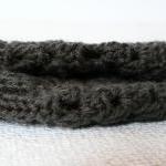 Graphite Grey Fingerless Knitted Crocheted Mittens..