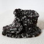 Black White Wool Neckwarmer Crochet Women Scarf