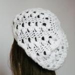 White Christmas Crochet Hat Lace Crochet Mohair..