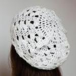 White Christmas Crochet Hat Lace Crochet Mohair..