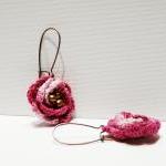 Pink Crocheted Earrings Charm Rose Earrings