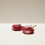 Pink Crocheted Earrings Charm Rose Earrings
