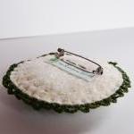 Felted Crocheted Brooch Green Roses Hand..