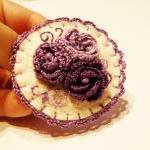 Felt Crocheted Brooch Purple Roses Wool Brooch