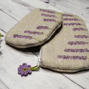Embroidery purse Lavender Flowers Blossoms Purple Wallet Pouch Clouth Purse