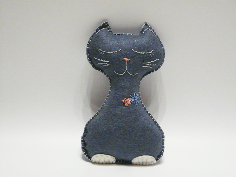 Grey Felt Cat Toy Stuffed Animal Handmade Safe Baby Toys Children