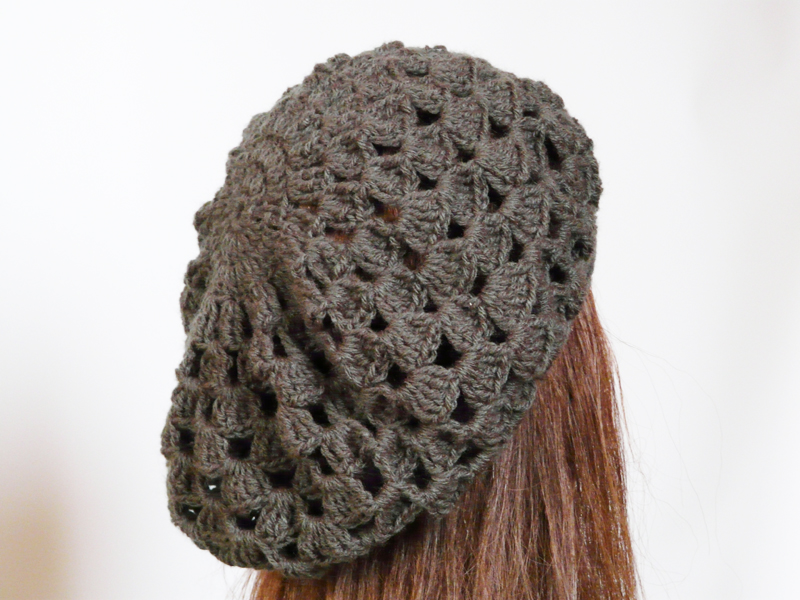 Grey Crochet Hat Women Beret Crochet Lace Hat Cap