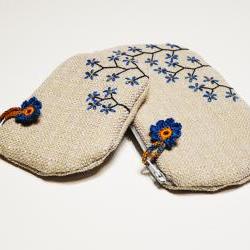 Hand embroidery purse 1 pair unique cluth Beige and blue Pouch